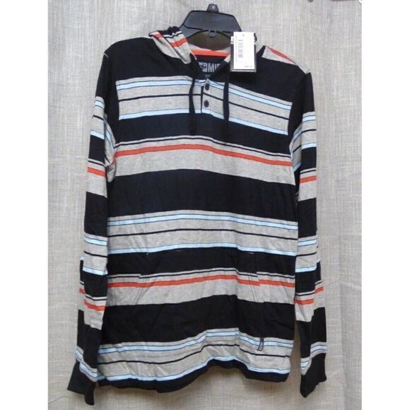 $44.50 Micros Men’s Variagated Striped Long Sleeve Hooded Tee,S - Picture 2 of 8